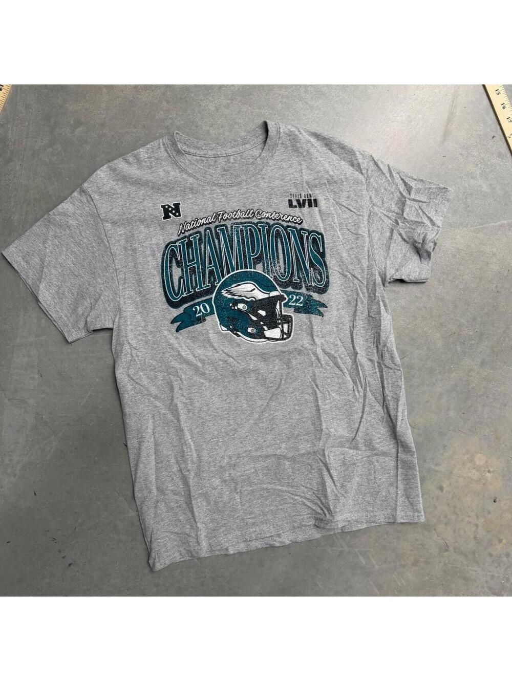 2022 Philadelphia Eagles Conference Champs Gray Graphic Tee Sized Medium
